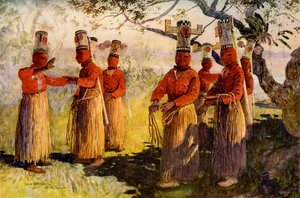 Bailarines enmascarados de Opaina, Río Apaporis, Brasil de Unbekannt