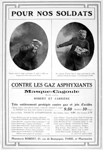 Anuncio de máscara de gas Masque cagoule, 1915 de Unbekannt