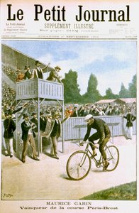 Maurice Garin ganando la carrera ciclista París-Brest, 1901 de Unbekannt