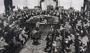 Reunión de la SDN o la Liga de las Naciones el 10/06/1929 en el Palacio del Senado en Madrid, España