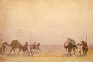 Hombres con camellos y caballos, parte del Panorama de Londres a Hong Kong de Unbekannt