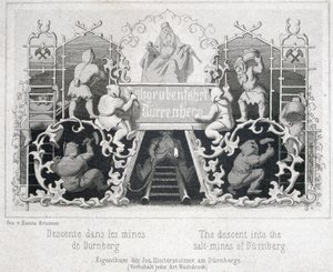 Mina de sal: el descenso en las minas de sal de Durrnberg, Austria, hacia 1850 de Unbekannt