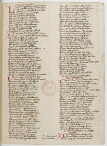 Ménagier de Paris, una página de manuscrito de Unbekannt