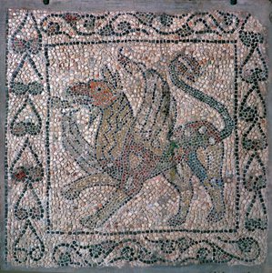 Mosaico de un grifo en la iglesia de San Giovanni Evangelista, siglo XIII