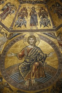 Mosaicos cubriendo el Baptisterio en el Duomo de Florencia. Jesucristo, Florencia, Italia