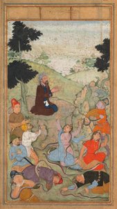 Moisés rezando para acabar con el ataque de las serpientes a los israelitas, de un Mirat al-quds..., 1602-1604 de Unbekannt