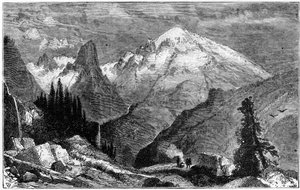 Monte Shasta, pico norte de la Sierra Nevada, California, EE.UU., c1870