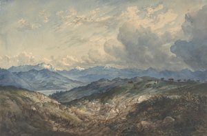 Paisaje montañoso con tormenta eléctrica, siglo XIX