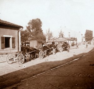 Carros de mulas con suministros, Verdún, norte de Francia, c1914-c1918 de Unbekannt