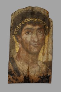 Retrato de momia de un hombre con una corona de laurel, Fayum, principios a mediados del siglo II de Unbekannt