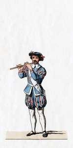 Músico, diseño de vestuario para la obra de Shakespeare, Enrique VIII, siglo XIX de Unbekannt