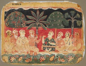 Nanda y los ancianos, página de un Bhagavata Purana de Unbekannt