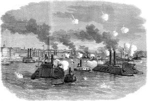 Batalla naval en el Mississippi, Memphis, Tennessee, Guerra Civil Americana, julio de 1862 de Unbekannt