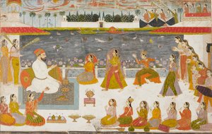 Nawab y damas viendo un nautch en una terraza, 1760 de Unbekannt
