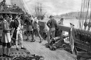 El Primer Paso de Nelson en la Marina, Chatham, 1771 de Unbekannt