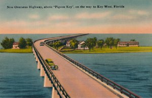 Nueva Carretera de Ultramar, sobre Pigeon Key, hacia Key West, Florida, c1940s de Unbekannt