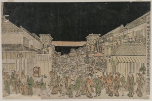 Escena Nocturna, Calle de los Teatros, finales de 1700-principios de 1800 de Unbekannt