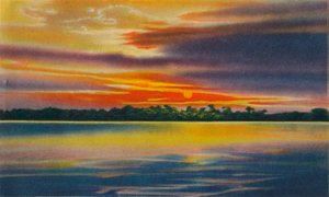 Anochecer en el río Magdalena, Barranquilla, c1940s de Unbekannt