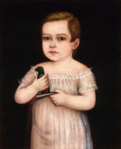 Niño con cotorra de juguete de Unbekannt