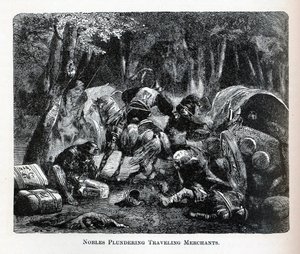 Nobles saqueando comerciantes viajeros, 1882 de Unbekannt