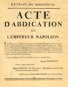 Aviso anunciando la abdicación del Emperador Napoleón, 11 de abril de 1813, 1921 de Unbekannt