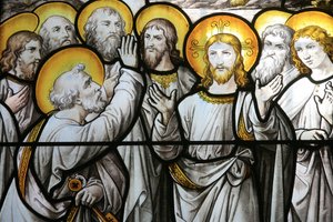 Iglesia Notre Dame de Beaune vidriera: San Pedro protesta su fidelidad a Cristo, Beaune, Francia de Unbekannt