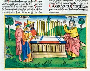 Números 17:1-11: La vara de Aarón florece en el altar de Unbekannt