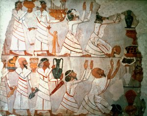 Escena de ofrendas, pintura mural, egipcia de Unbekannt