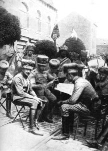 Oficiales en los Húsares, Chaussee de Louvain, Bruselas, Primera Guerra Mundial, 1914 de Unbekannt