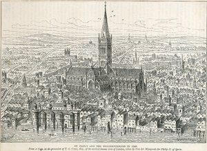 La antigua Catedral de San Pablo, Ciudad de Londres, 1540 c. 1883-1885 de Unbekannt