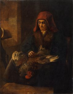 Anciana desplumando un ave de Unbekannt