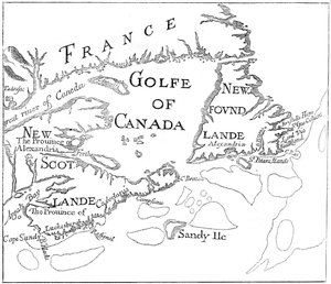 Mapa antiguo de Acadia, siglo XVII c1880 de Unbekannt