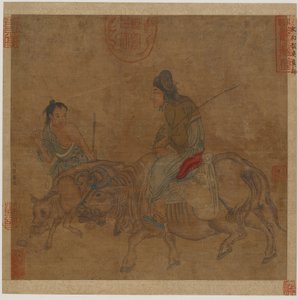 Anciana en buey, con pastor y ternero, posiblemente Ming, 1368-1644 de Unbekannt