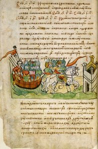 Campaña de Oleg de Nóvgorod contra Constantinopla del Códice Radziwiłł, siglo XV de Unbekannt