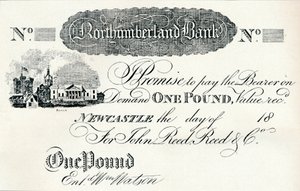 Billete de una libra ejecutado para el Banco de Northumberland, c1820 de Unbekannt