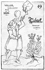 Una de las primeras ilustraciones de fumar, 1616