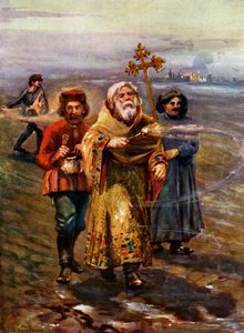 Sacerdote ortodoxo bendiciendo el suelo, Rusia de Unbekannt