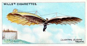 Otto Lilienthal, pionero alemán del planeo e inventor aeronáutico, volando uno de sus planeadores de Unbekannt