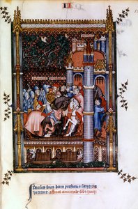 Sacerdotes paganos dan la bienvenida a Sisinnius en las puertas de París, 1317 de Unbekannt