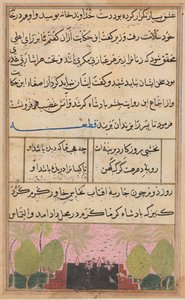 Página de Cuentos de un loro Tuti-nama: Octava noche: Paisaje con un loto, c. 1560 de Unbekannt