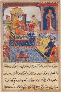 Página de Cuentos de un Loro Tuti-nama: Octava noche: El joven príncipe cuenta..., 1558-1560 de Unbekannt