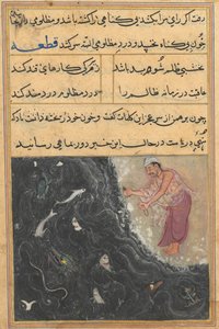 Página de Cuentos de un loro Tuti-nama: Undécima noche: El brahmán es preguntado por el Raja c1560 de Unbekannt