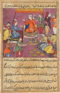 Página de Cuentos de un loro Tuti-nama: Quincuagésima segunda noche: El rey da a su hija, c. 1560 de Unbekannt
