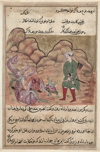 Página de Cuentos de un loro Tuti-nama: Quincuagésima segunda noche: El hijo del hombre piadoso..., c. 1560 de Unbekannt