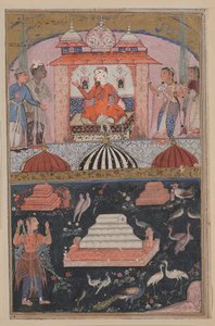 Página de Cuentos de un loro Tuti-nama: Primera noche: El comerciante escucha, c. 1560 de Unbekannt