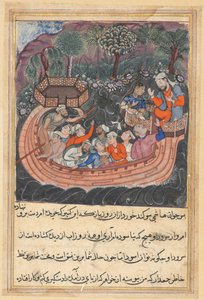 Página de Cuentos de un loro Tuti-nama: Cuadragésima octava noche: El joven de Bagdad, c. 1560