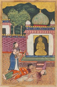 Página de Cuentos de un loro Tuti-nama: Trigésima cuarta noche: La princesa descubre..., c. 1560 de Unbekannt