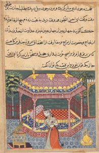 Página de Cuentos de un loro Tuti-nama: Trigésima séptima noche: El loro se dirige a Khujasta..., c. 15 de Unbekannt