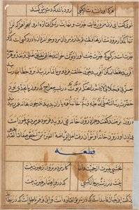 Página de Cuentos de un loro Tuti-nama: página de texto, c. 1560