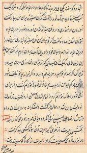 Página de Cuentos de un loro Tuti-nama: página de texto, c. 1560